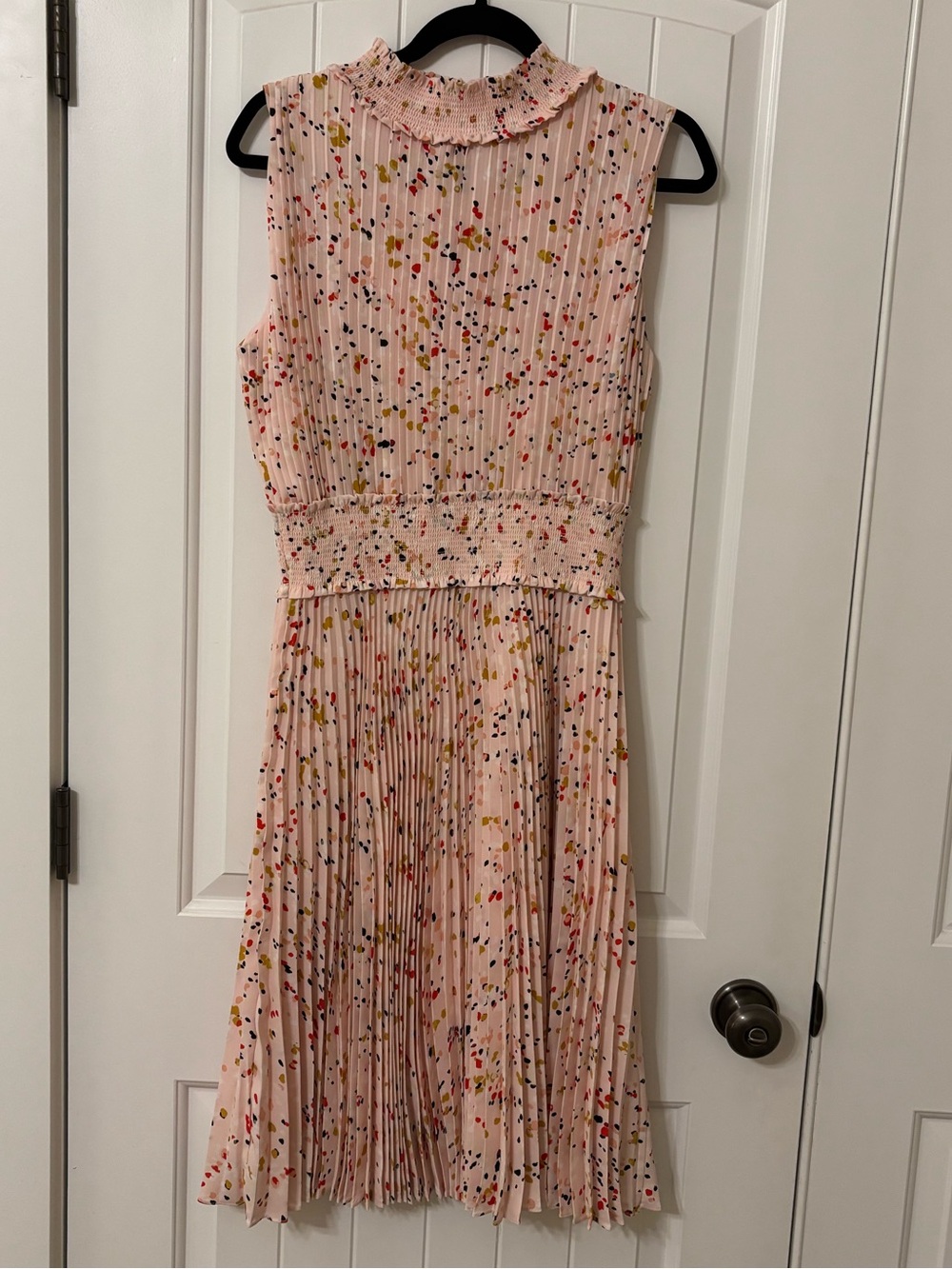 Nanette Lepore Blush Pleated Midi Dress with Multicolor Speckle